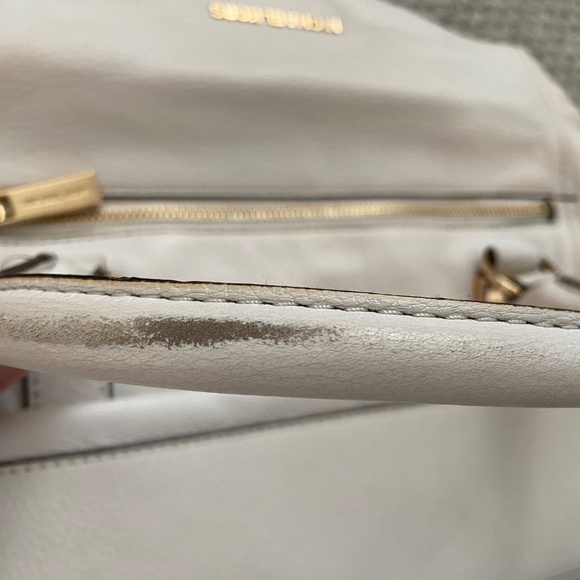 Michael Kors Large White Pebbled Leather Bag Black Trim...